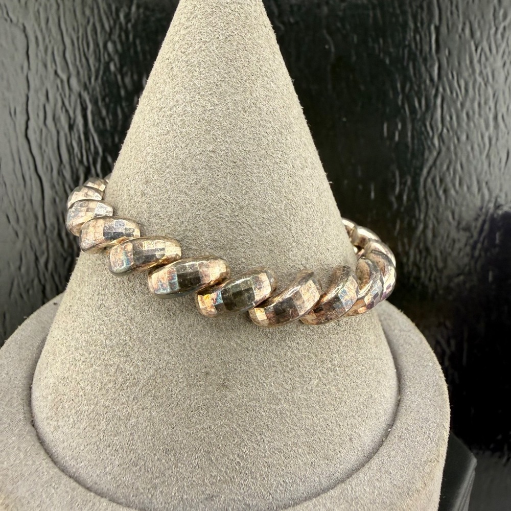 Vintage Milor Bracelet Silver San Marco Diamond Cut Italy 7"